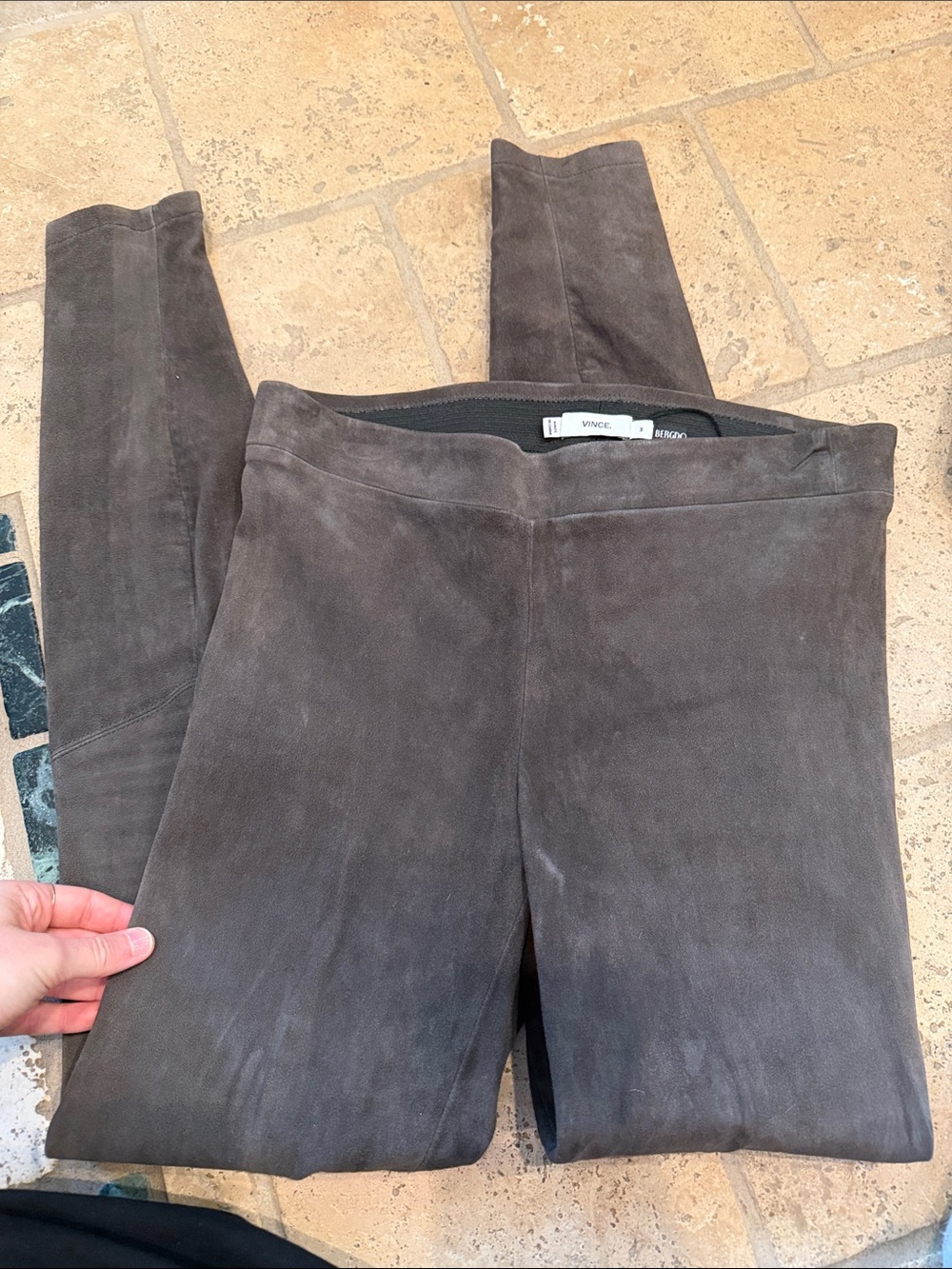 Vince Charcoal Suede-Look Crop Leggings